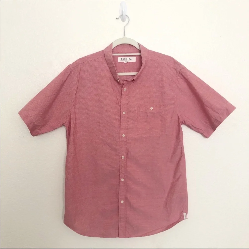 Ezekiel men’s button down muted red size L - Picture 2 of 9